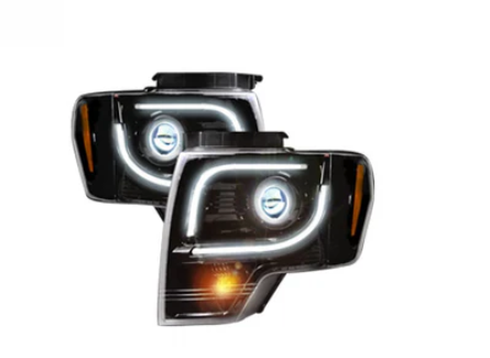 Ford F150 & Raptor 09-14 Projector Headlights OLED Halos & DRL Smoked/Black