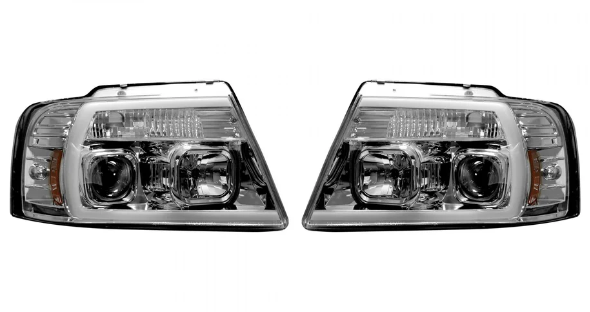 Ford F150 04-08 Projector Headlights OLED Halos & DRL in Clear/Chrome