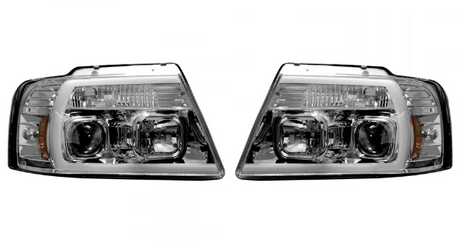 Ford F150 04-08 Projector Headlights OLED Halos & DRL in Clear/Chrome