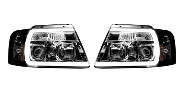 Ford F150 04-08 Projector Headlights OLED Halos & DRL in Clear/Chrome