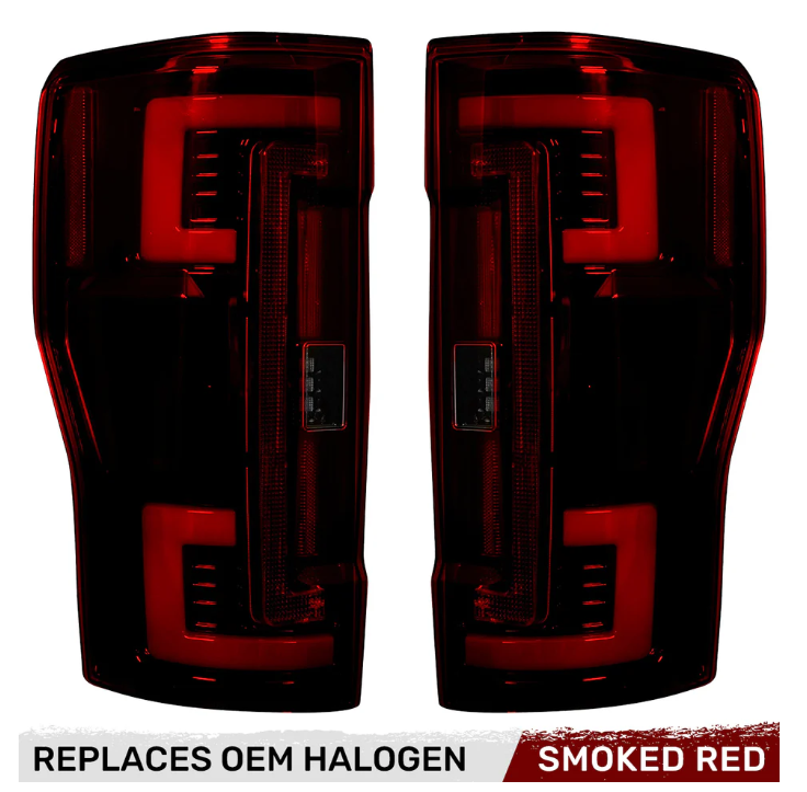 Ford Super Duty 20-22 F-250 F-350 F-450 F-550 (Replaces OEM Halogen) Tail Lights OLED in Dark Red Smoked