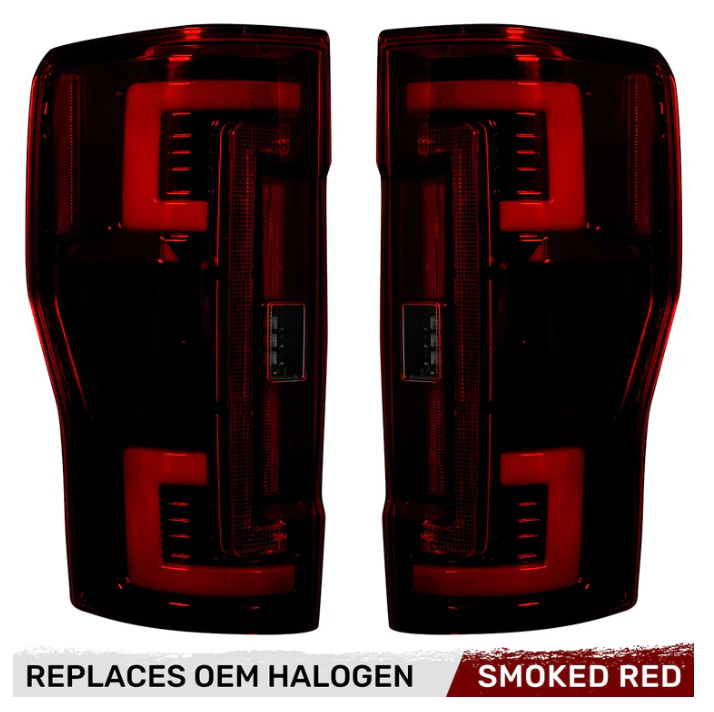 Ford Super Duty 20-22 F-250 F-350 F-450 F-550 (Replaces OEM LED) Tail Lights OLED in Dark Red Smoked