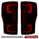 Ford Super Duty 20-22 F-250 F-350 F-450 F-550 (Replaces OEM LED) Tail Lights OLED in Dark Red Smoked