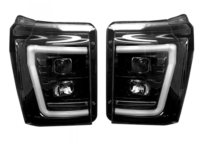 Ford Super Duty F-250/350/450/550 11-16 Projector Headlights OLED Halos & DRL Smoked/Black