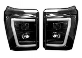 Ford Super Duty F-250/350/450/550 11-16 Projector Headlights OLED Halos & DRL Smoked/Black