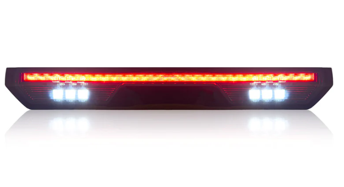 GMC Sierra & Chevy Silverado 20-24 2500 & 3500 (Fits Both Single Wheel & Dually 4th GEN) - ULTRA HIGH POWER Red LED 3rd Brake Light w/ CREE XML White LED Cargo Lights (Replaces LED 3rd Brake Light with 2 Cargo Bed Cameras - Smoked Lens