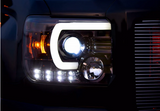 GMC Sierra & Denali 1500 14-18 Projector Headlights w Smooth OLED DRLs & Halos in Smoked/Black