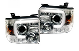 GMC Sierra & Denali 2500/3500 14-19 Single-Wheel HD Projector Headlights w Smooth OLED DRLs & Halos in Clear/Chrome