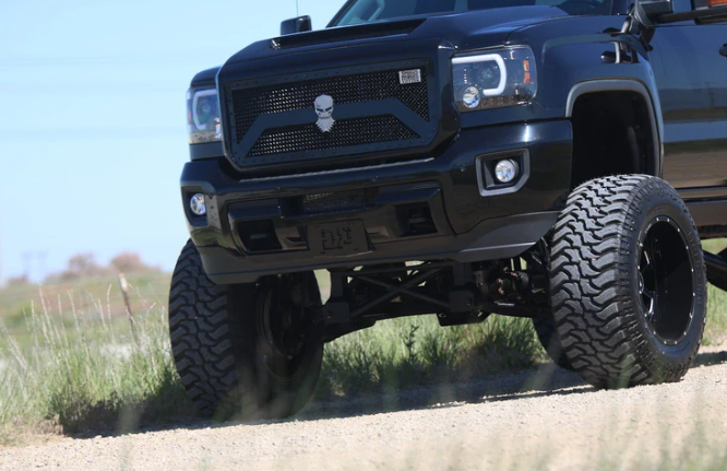 GMC Sierra & Denali 3500 15-19 Dually Projector Headlights w Smooth OLED DRLs & Halos in Smoked/Black