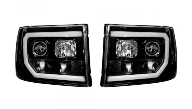 GMC Sierra 07-13 Projector Headlights OLED Halos & DRL Smoked/Black