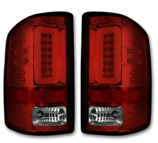 GMC Sierra 1500 14-18 & (Only Fits 3rd GEN Single-Wheel GMC Sierra with Factory OEM Halogen Tail Lights) Tail Lights OLED in Red