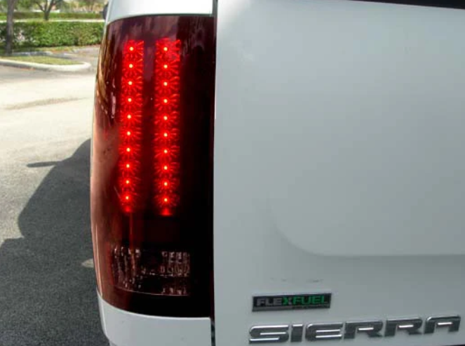 GMC Sierra 07-13 Tail Lights LED in Dark Red Smoked