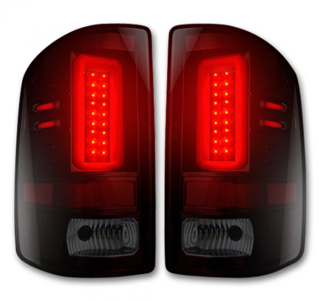 GMC Sierra 1500 14-18 (Only Fits 3rd GEN Single-Wheel GMC Sierra with Factory OEM Halogen Tail Lights) Tail Lights OLED in Dark Red Smoked