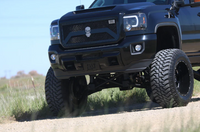 GMC Sierra 1500 14-18 Projector Headlights w OLED Amber DRLs & Scanning OLED Amber Turn Signals Smoked/Black (OPEN BOX
