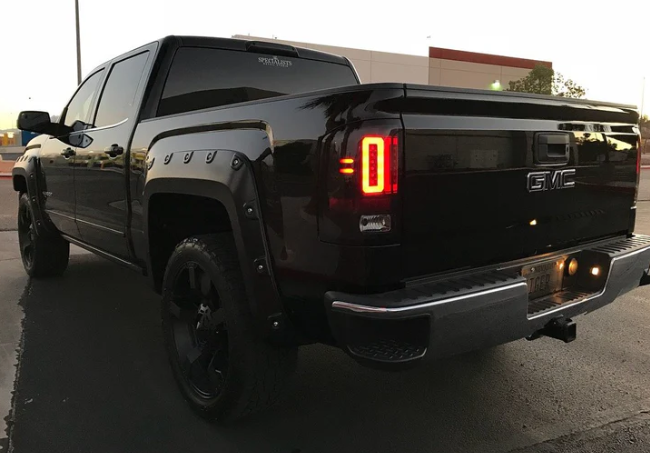 GMC Sierra 1500 16-18 Tail Lights OLED in Dark Red Smoked