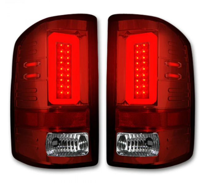 GMC Sierra 2500/3500 14-19 (Only Fits 3rd GEN Single-Wheel GMC Sierra with Factory OEM Halogen Tail Lights) Tail Lights OLED in Red