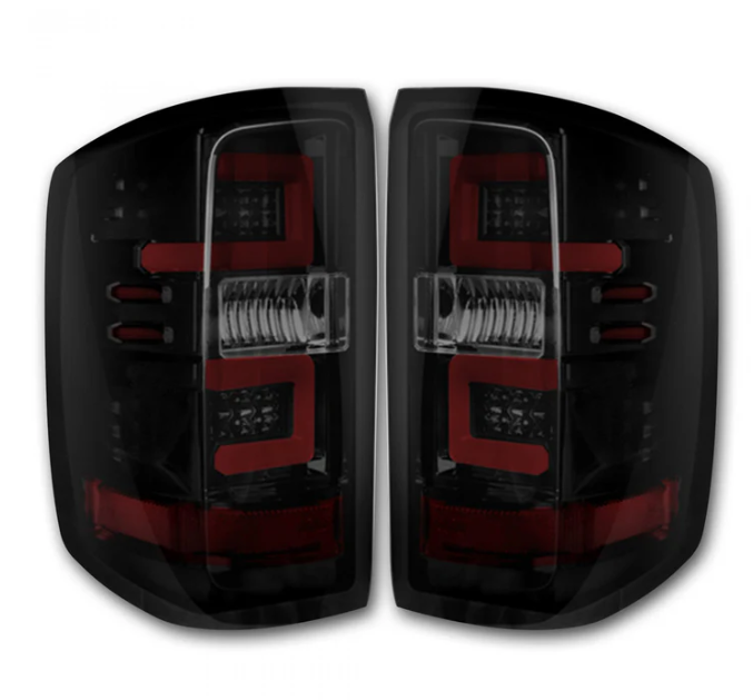 GMC Sierra Dually 3500 15-19 (Replaces Factory OEM LED Tail Lights ONLY) OLED Tail Lights in Dark Red Smoked