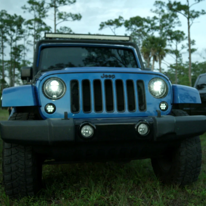 Jeep JK Wrangler 07-18 Projector Headlights LED in Smoked/Black