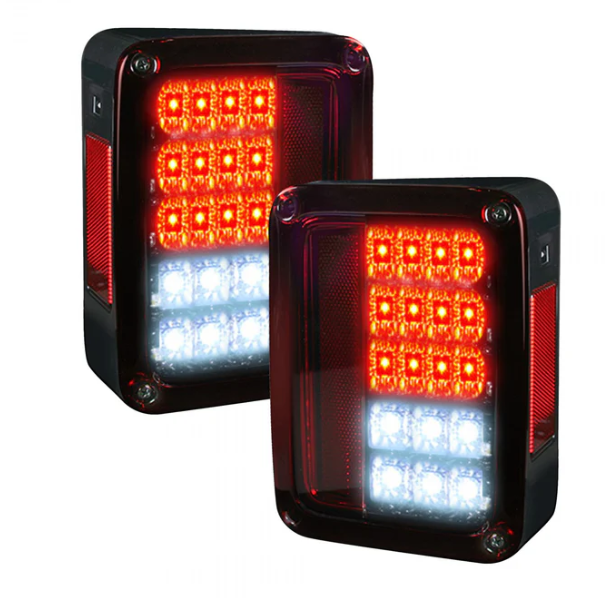 Jeep JK Wrangler 07-18 Tail Lights LED in Red Smoked