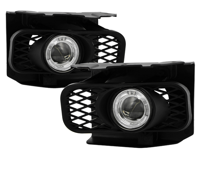 ( Spyder ) Ford F150 99-03 / F150 Heritage 04 / Expedition 99-02 (Not Fit Lightning) Halo Projector Fog Lights w/Switch - Bulbs-H3(Included) - Clear