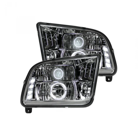 Ford Mustang 05-09 Projector Headlights in Clear/Chrome