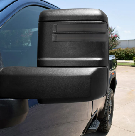 Chevy/GMC 20-25 Silverado & Sierra Side Mirror LED Lenses White or Amber DRL & Scanning Amber Turn Signals - Smoked Lens