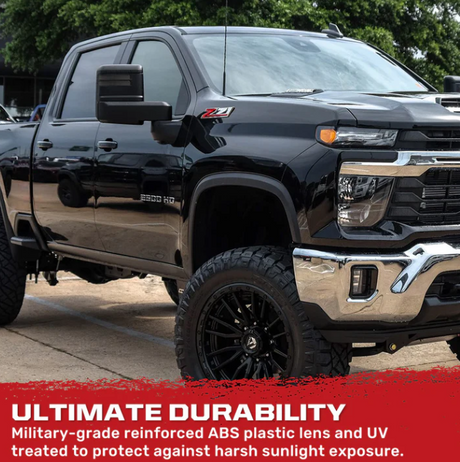 Chevy/GMC 20-25 Silverado & Sierra Side Mirror LED Lenses White or Amber DRL & Scanning Amber Turn Signals - Smoked Lens