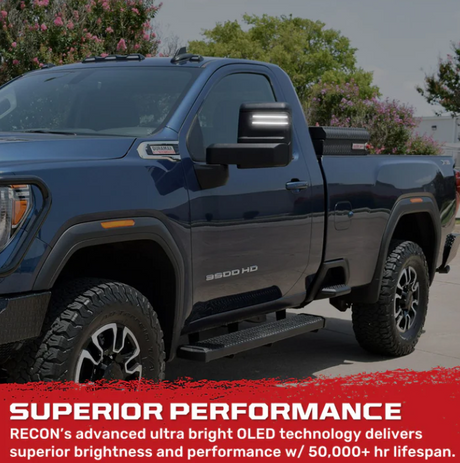 Chevy/GMC 20-25 Silverado & Sierra Side Mirror LED Lenses White or Amber DRL & Scanning Amber Turn Signals - Smoked Lens