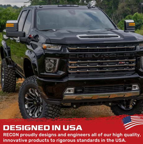 Chevy/GMC 20-25 Silverado & Sierra Side Mirror LED Lenses White or Amber DRL & Scanning Amber Turn Signals - Smoked Lens