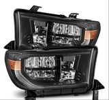 07-13 Toyota Tundra/08-17 Toyota Sequoia MK II LUXX-Series LED Crystal Headlights Alpha-Black (Without Level Adjuster) - On Backorder
