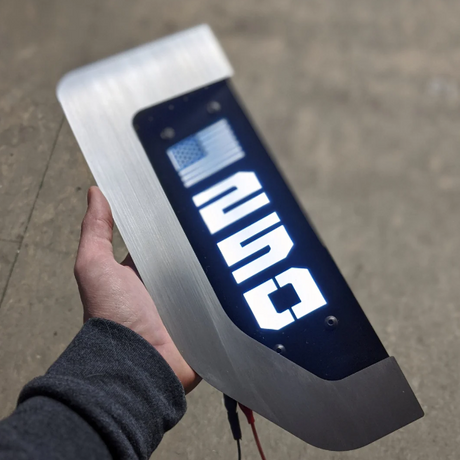 LED Fender Badge Replacements - Brushed - American Flag 250, 350, 450 - Fits 2017 - 2022 Ford® Super Duty®