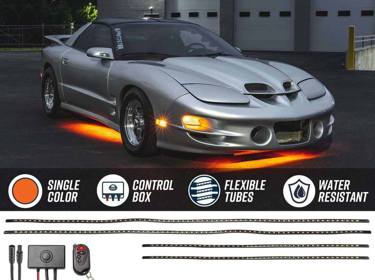 Orange LED Flexible Slimline Car Underbody Lighting Kit