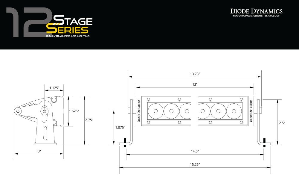 Stage Series 12" SAE Amber Light Bar (one)