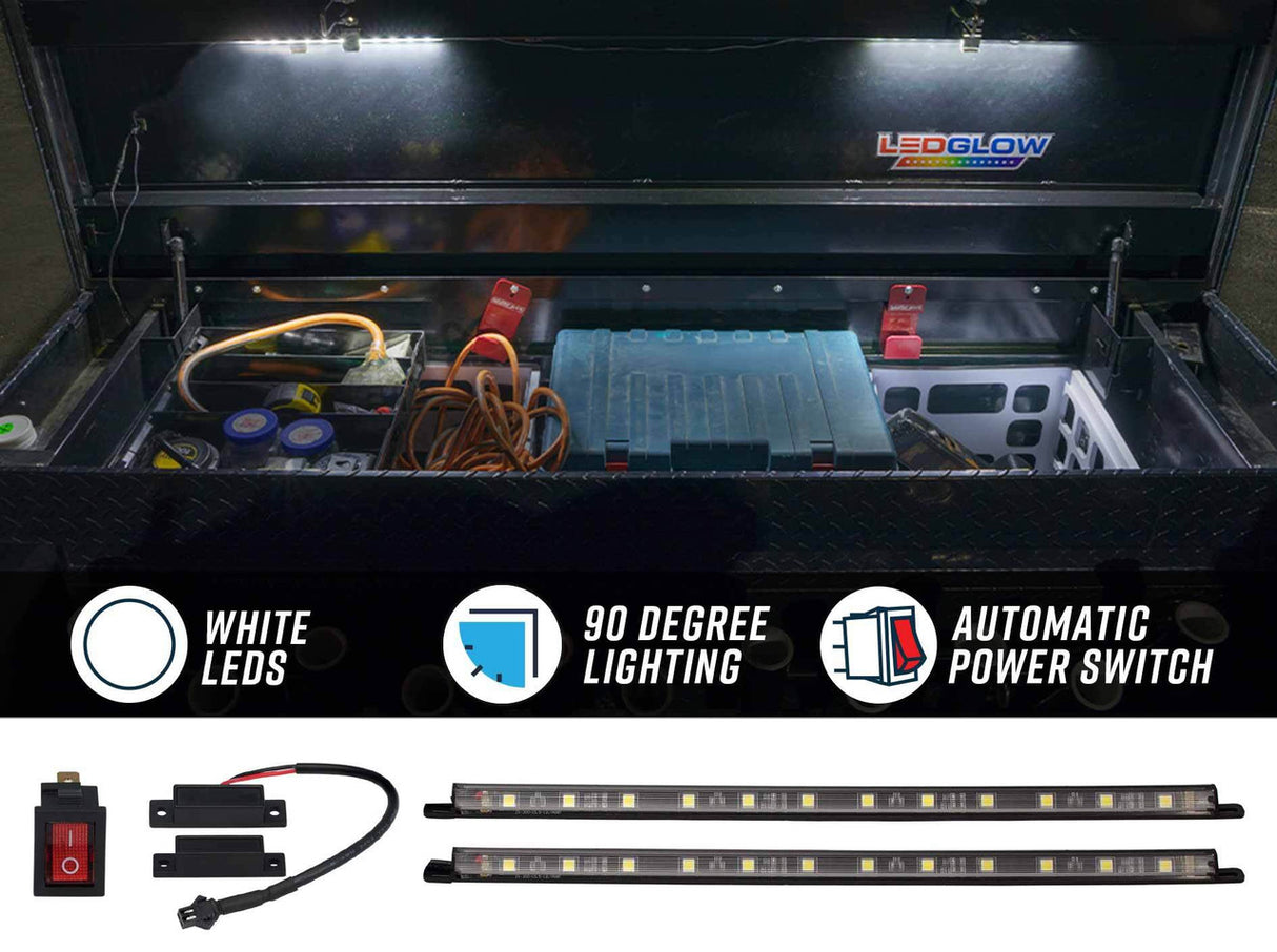 2pc White LED Truck Tool Box Lighting Kit