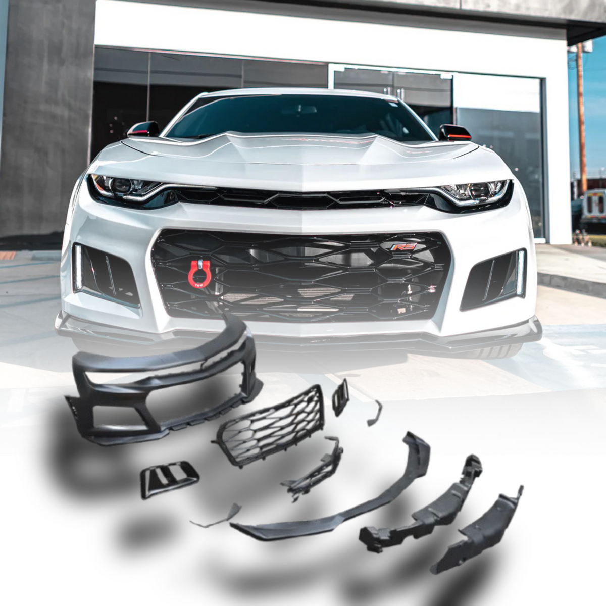 2019-2025 Chevy Camaro ZL1 Front Bumper Conversion 9pcs Full Kit for RS Headlights