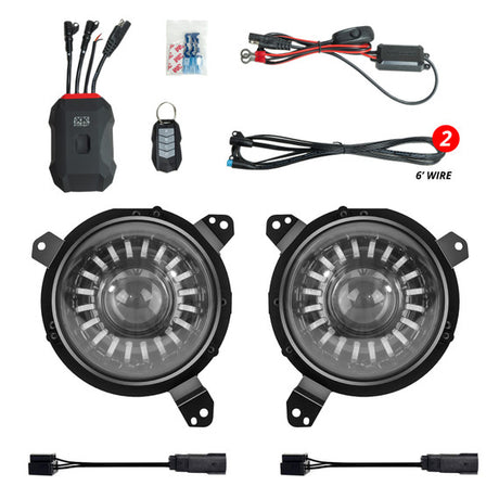 XKmax 7" Jeep LED Headlight Kit | RGBW Chasing Halo & App Control | For Wrangler & Gladiator