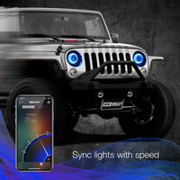 7" LED Headlight Kit for Jeep | XKchrome Smartphone App