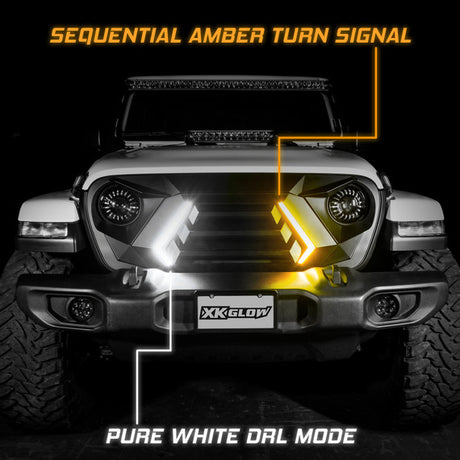 XKchrome LED Grill Kit with DRL Sequential Turn for Jeep Wrangler and Gladiator