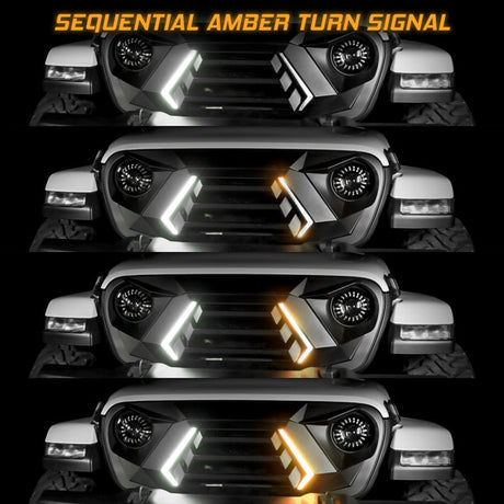 XKchrome LED Grill Kit with DRL Sequential Turn for Jeep Wrangler and Gladiator