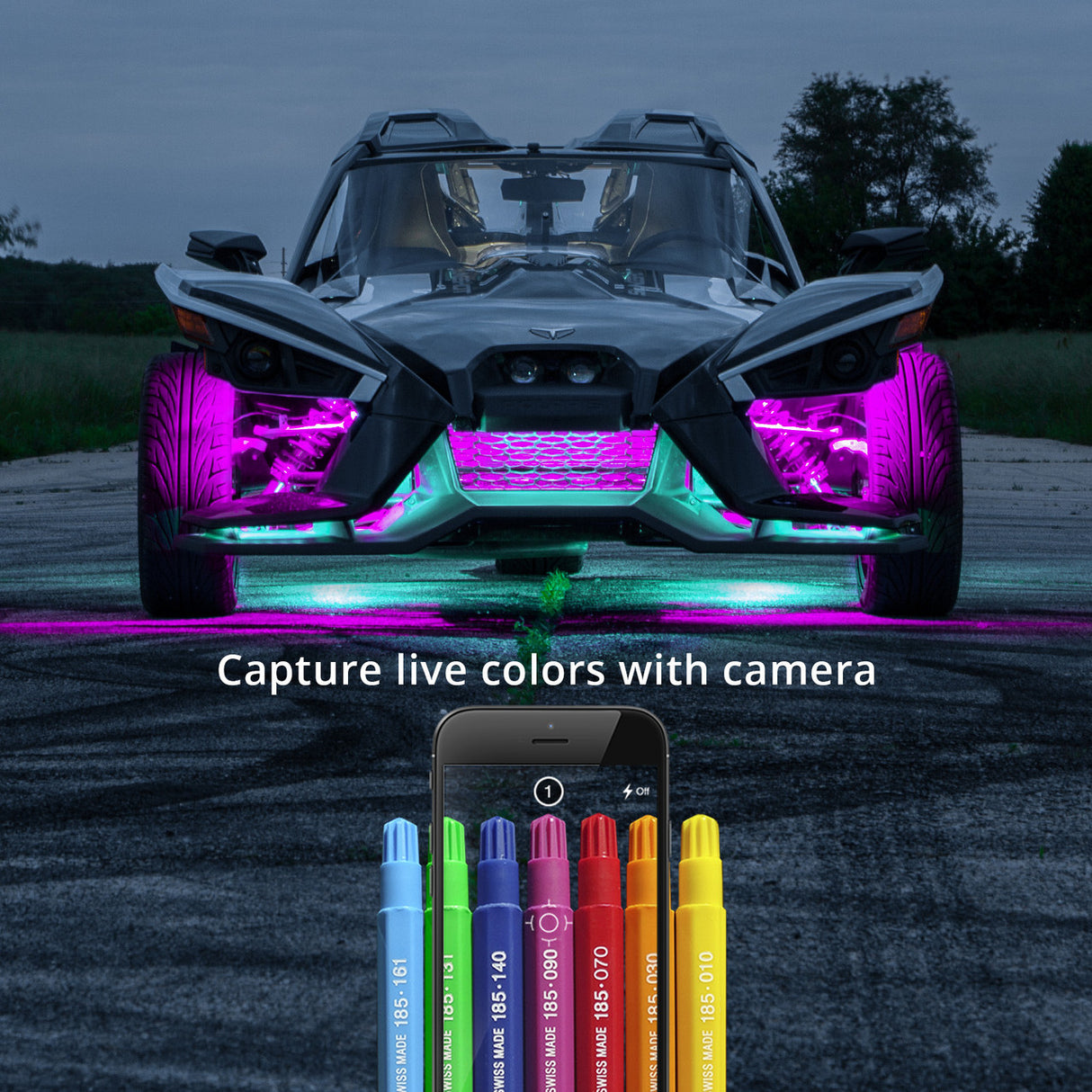 LED Underglow Light Kit for Polaris Slingshot | XKCHROME Smartphone App Controller