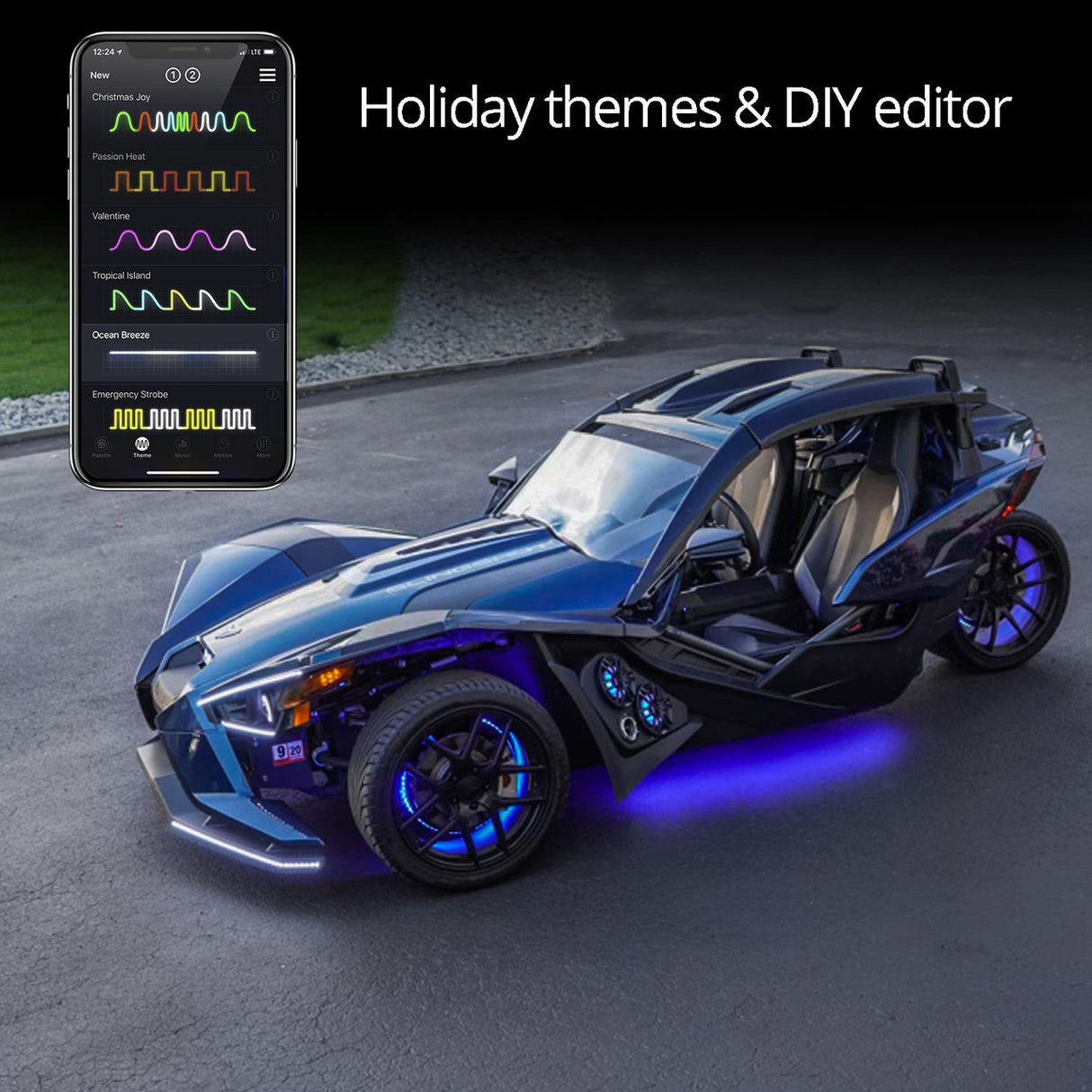 LED Underglow Light Kit for Polaris Slingshot | XKCHROME Smartphone App Controller