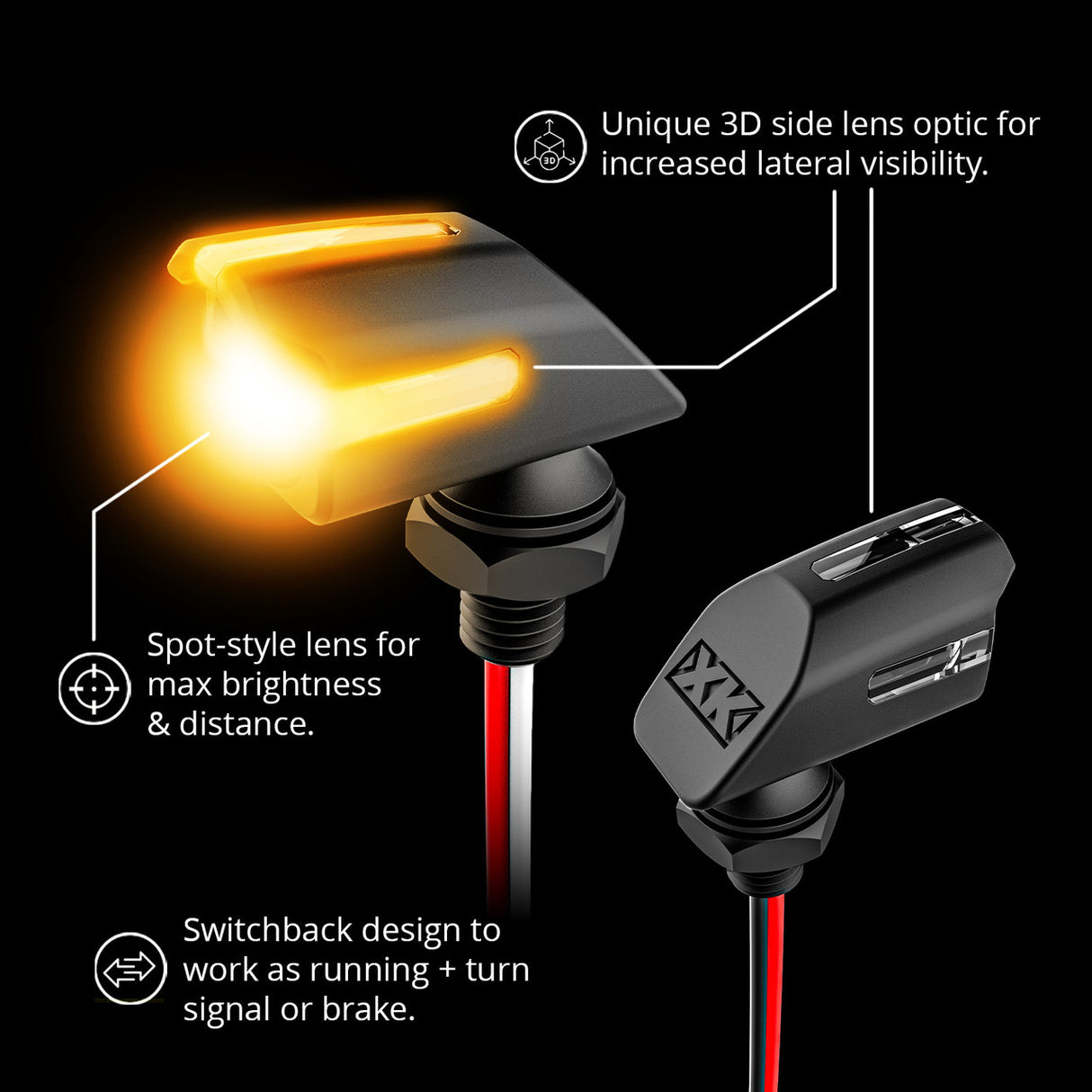 Front and Rear Mini Turnz LED Turn Signals for Motorcycles | XKGLOW