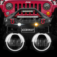 LED Fog Light Kit for Jeep Wrangler JK with White and Amber Halo