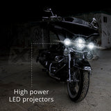 4.5" Motorcycle LED Passing Lights Kit with Amber Halo Turn Signal