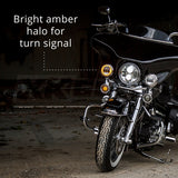 4.5" Motorcycle LED Passing Lights Kit with Amber Halo Turn Signal