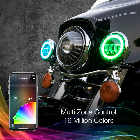 4.5" Driving Lights for Motorcycle | XKchrome Smartphone App