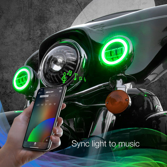 4.5" Driving Lights for Motorcycle | XKchrome Smartphone App