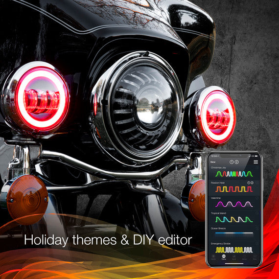 4.5" Driving Lights for Motorcycle | XKchrome Smartphone App