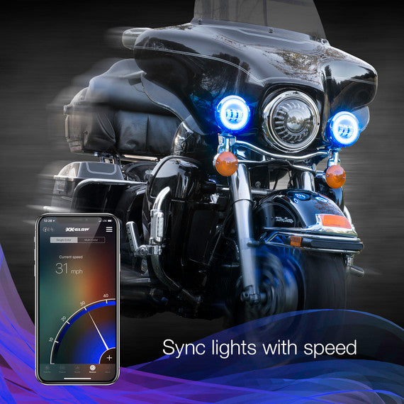 4.5" Driving Lights for Motorcycle | XKchrome Smartphone App