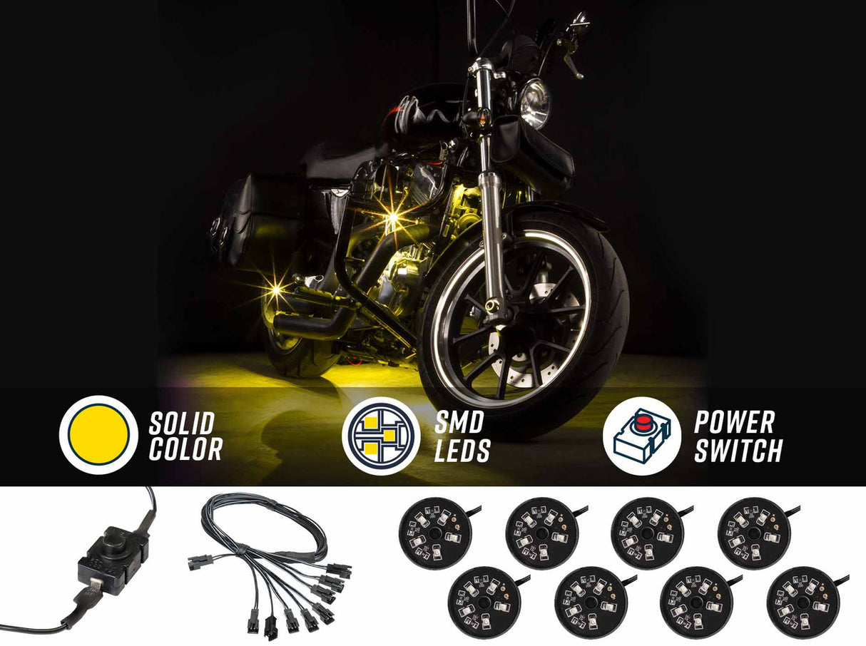 8pc Yellow LED Pod Lighting Kit